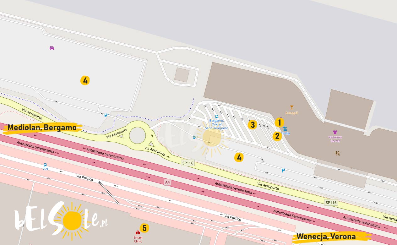 Lotnisko Bergamo Mapa Parking Przystanek