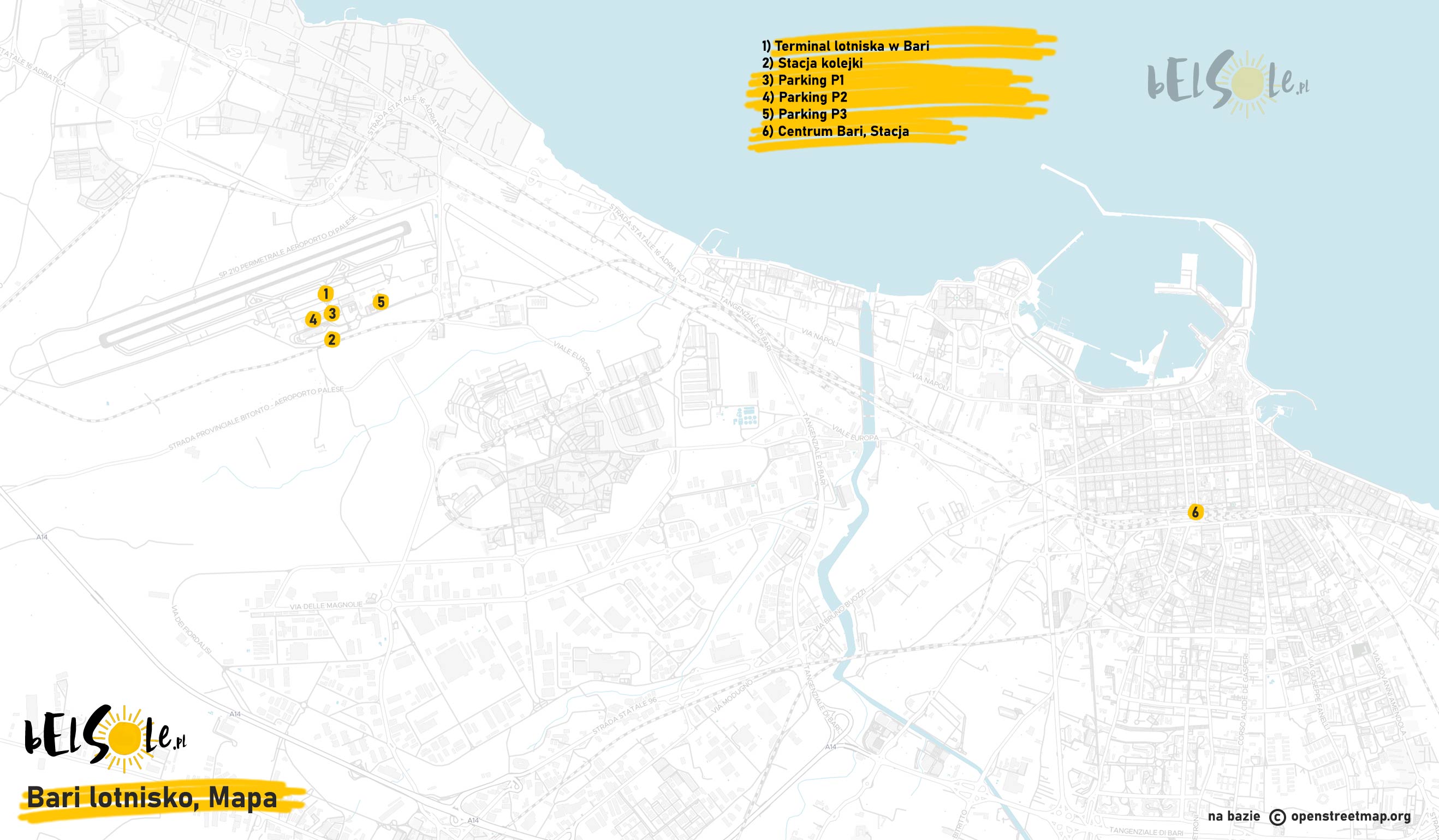 Mapa lotniska w Bari