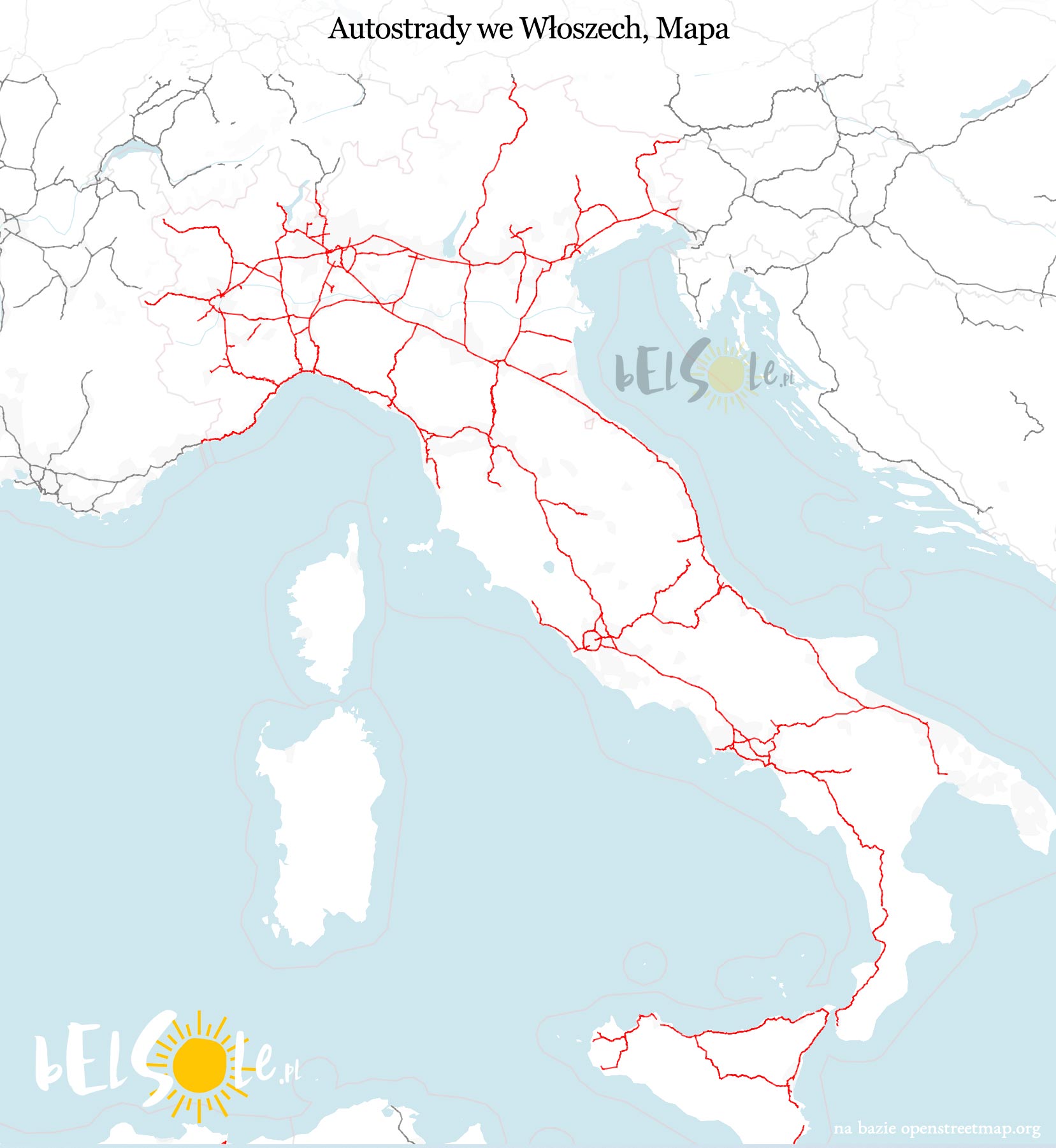 drogi Włochy mapa