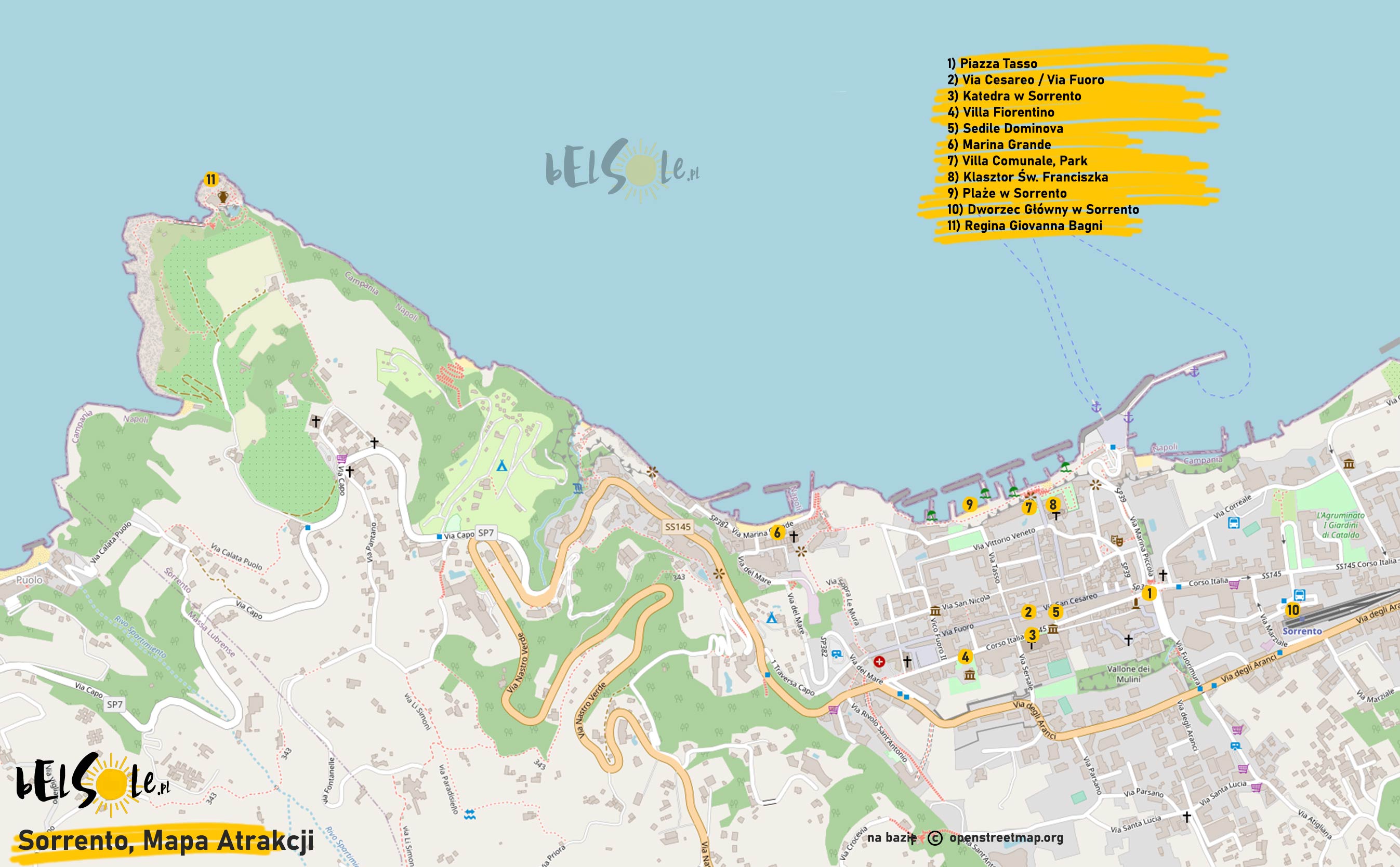 mapa atrakcji Sorrento