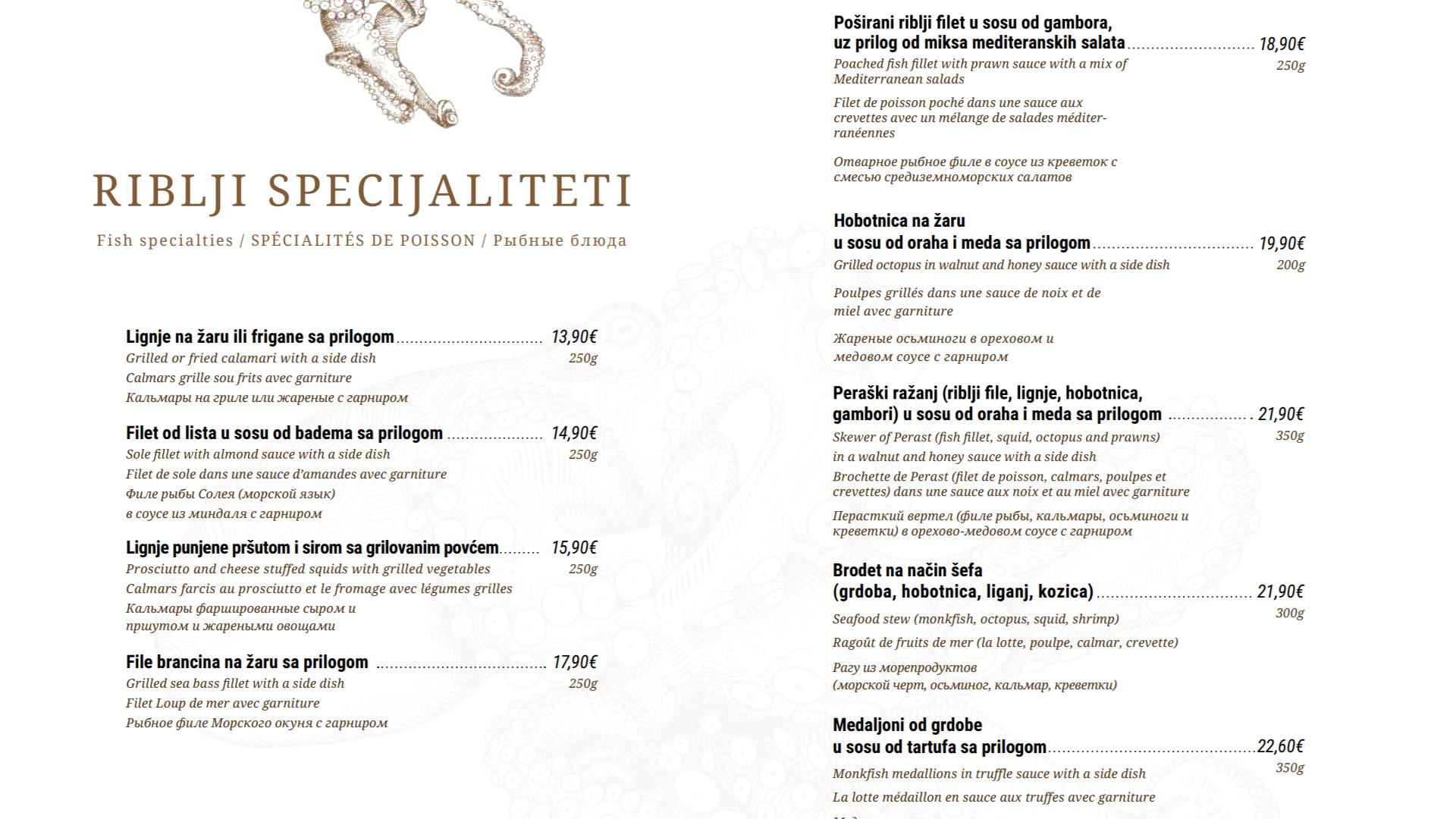 Ceny w restauracjach w Czarnogórze