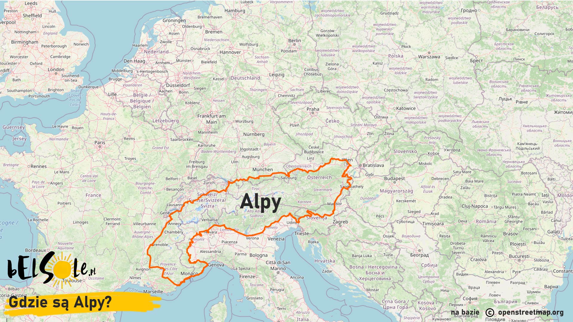 gdzie są Alpy mapa