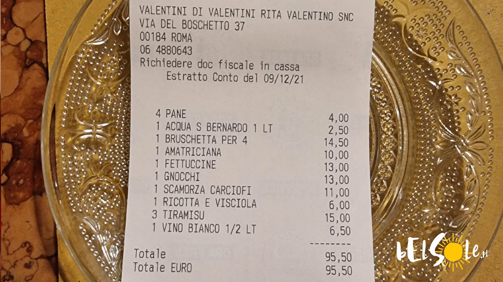 ceny w restauracjach w Rzymie