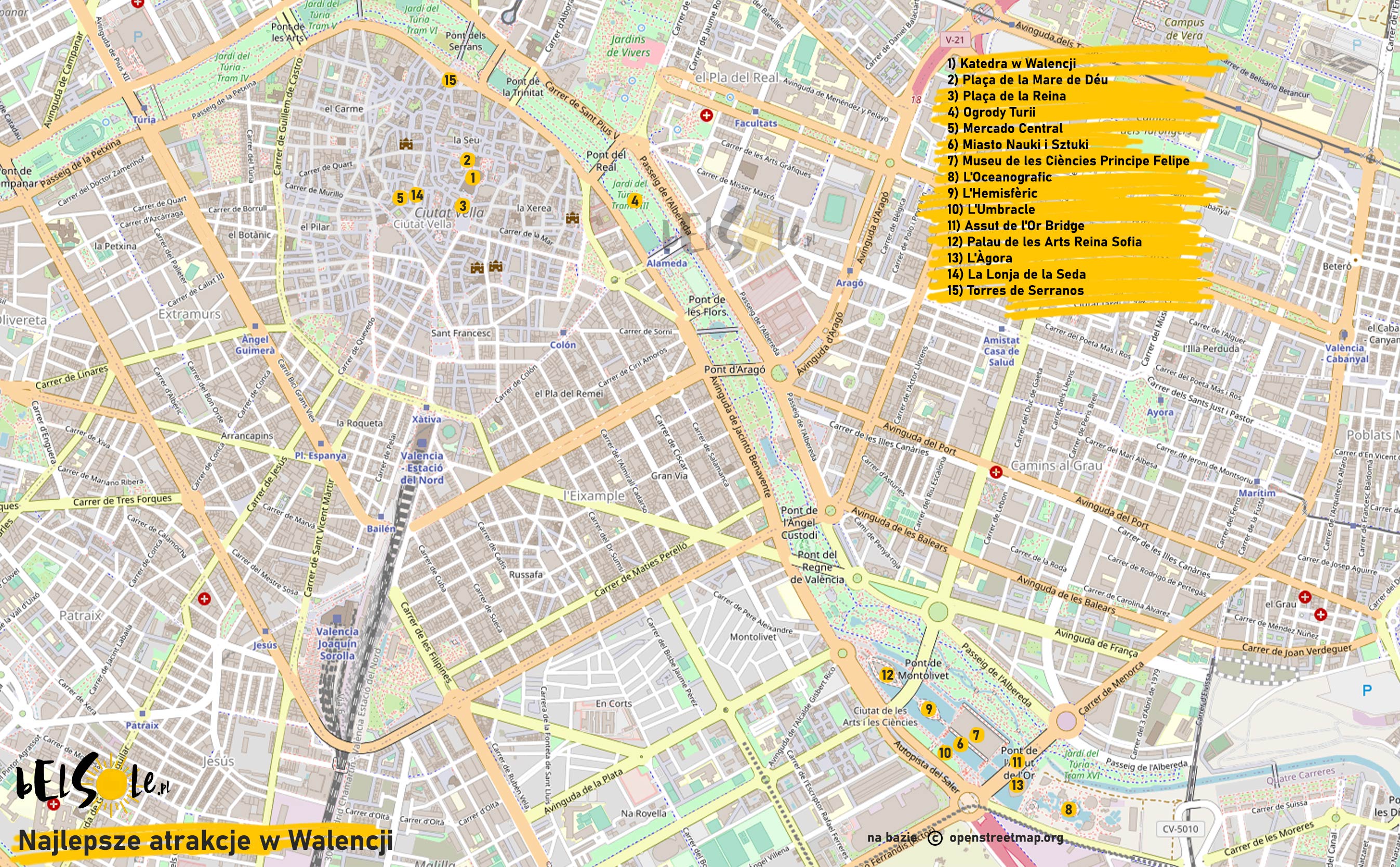 atrakcje Walencji mapa