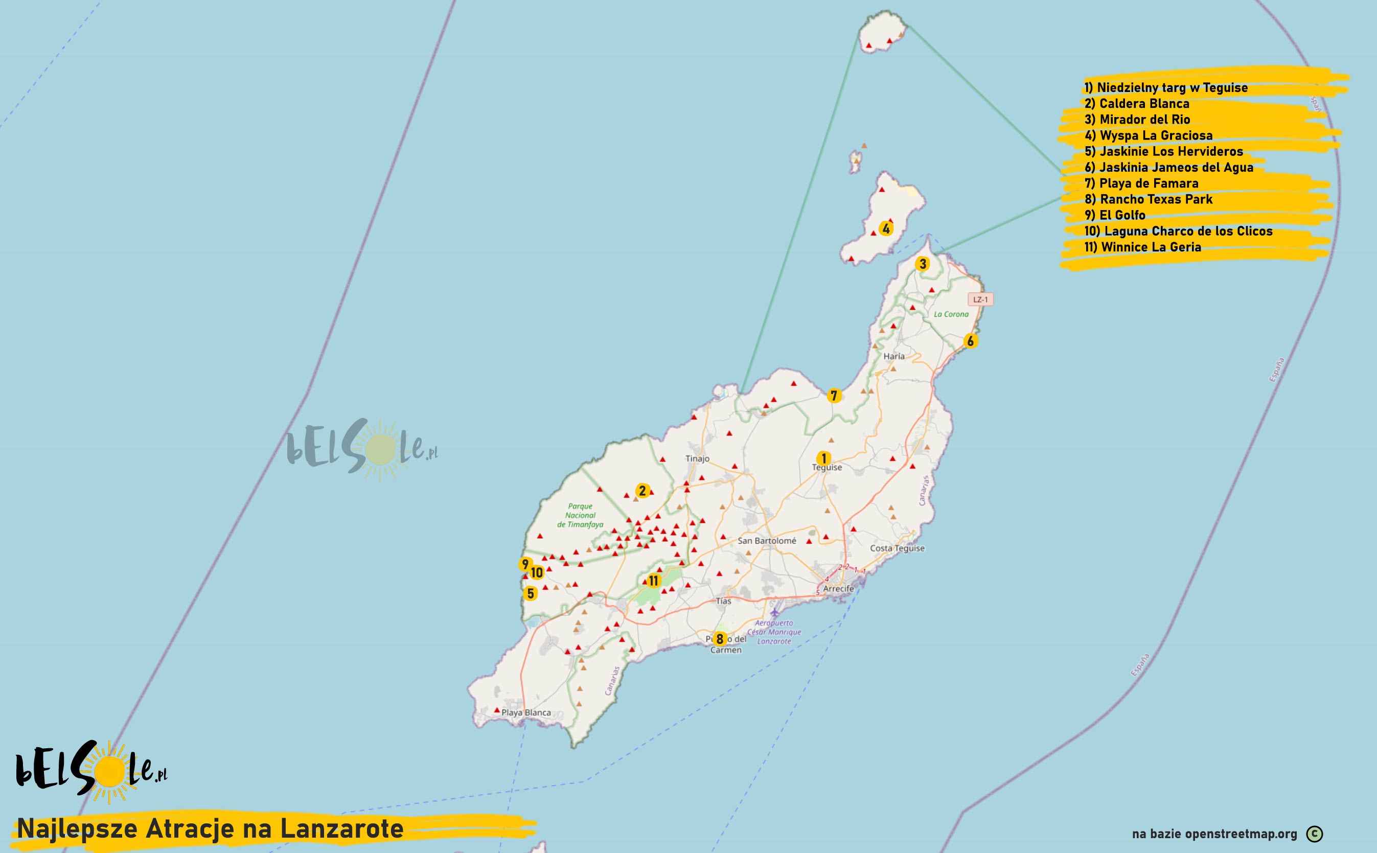 atrakcje Lanzarote mapa
