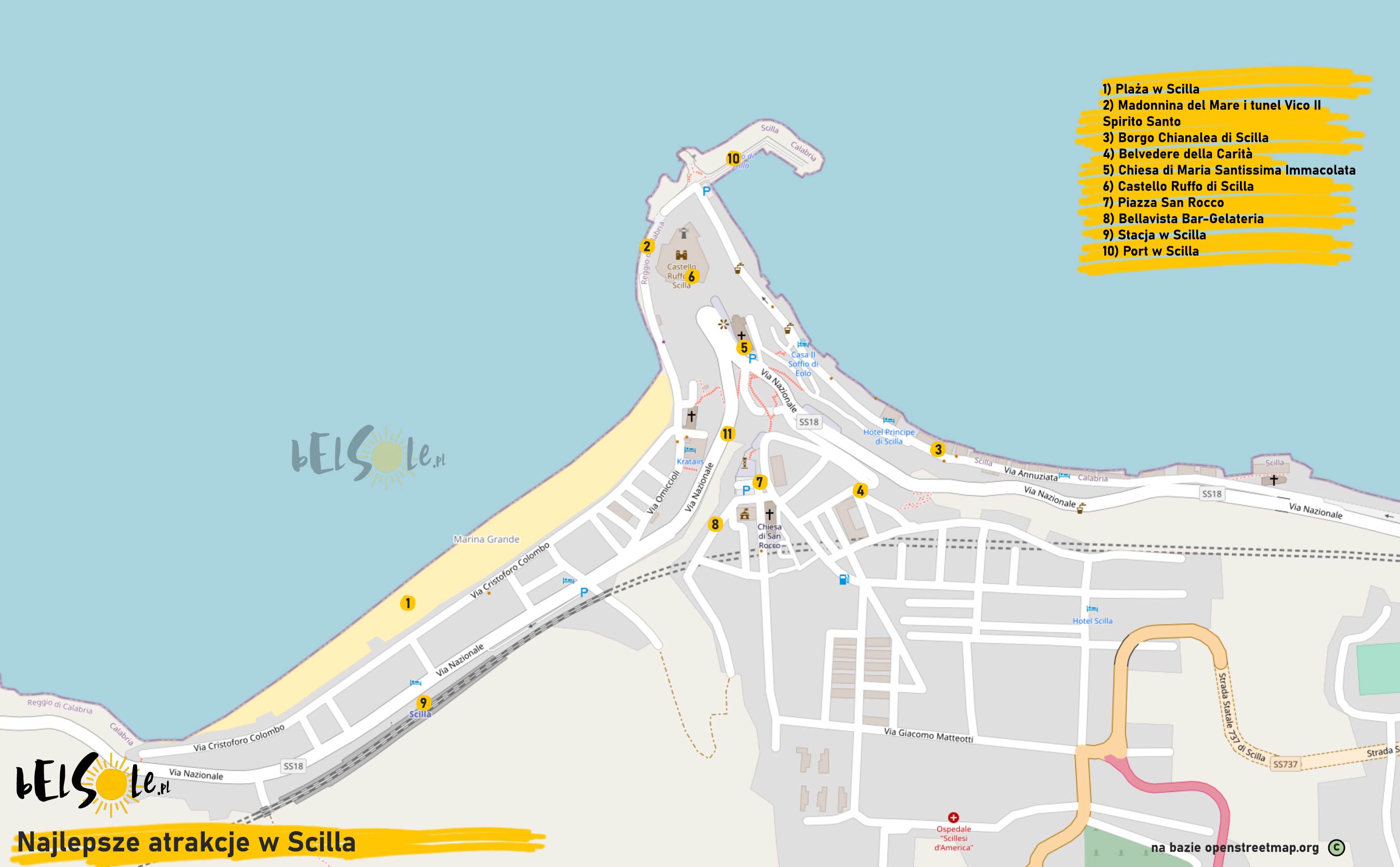 najlepsze atrakcje Scilla mapa