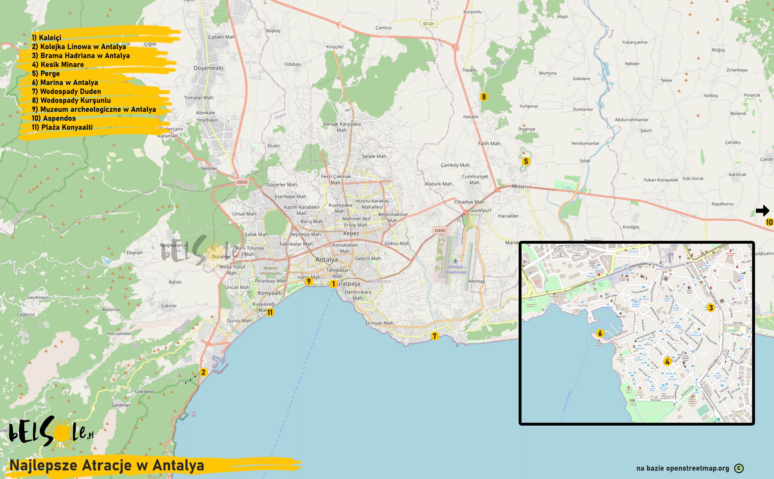 Atrakcje Antalya mapa