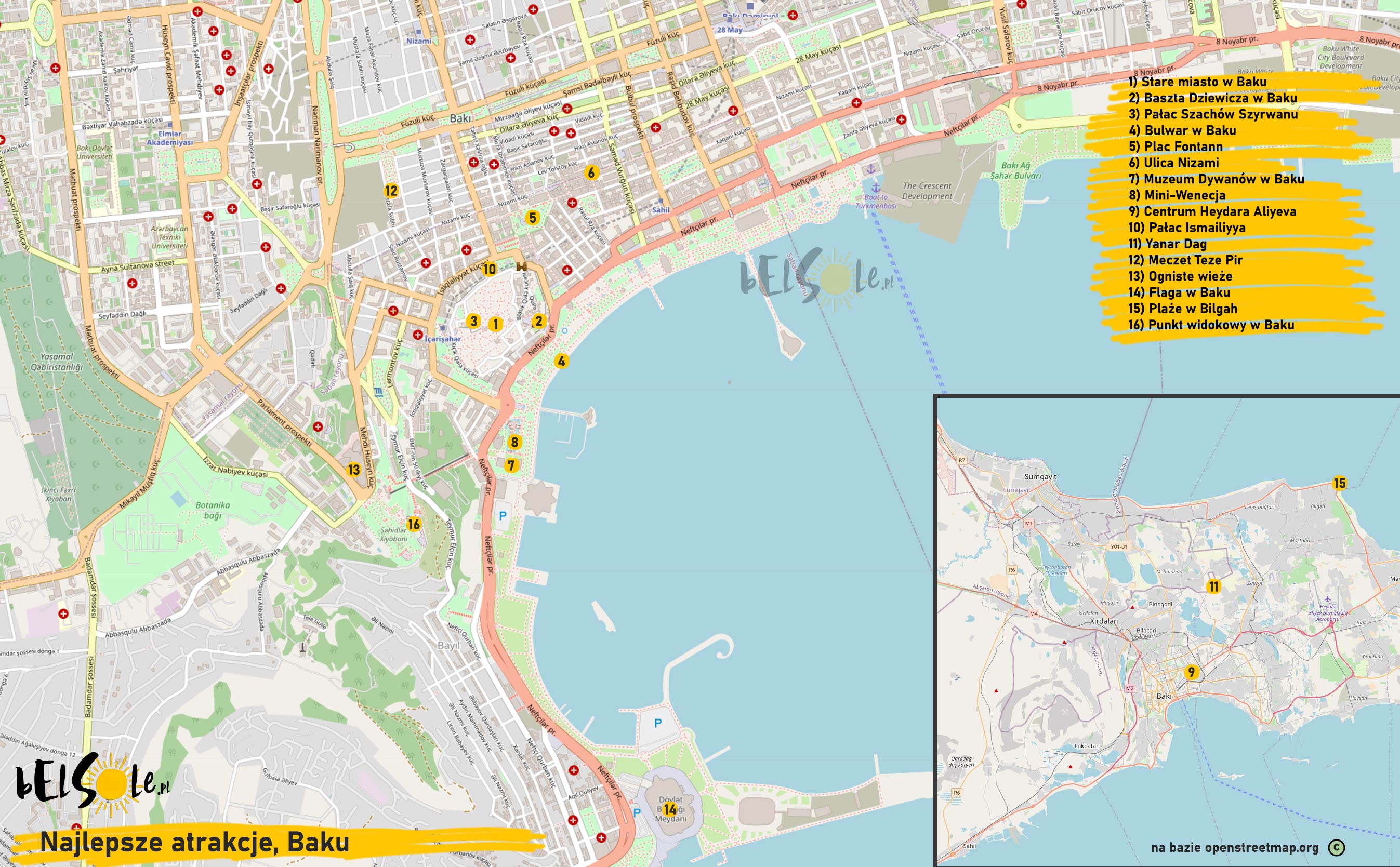 mapa atrakcji Baku