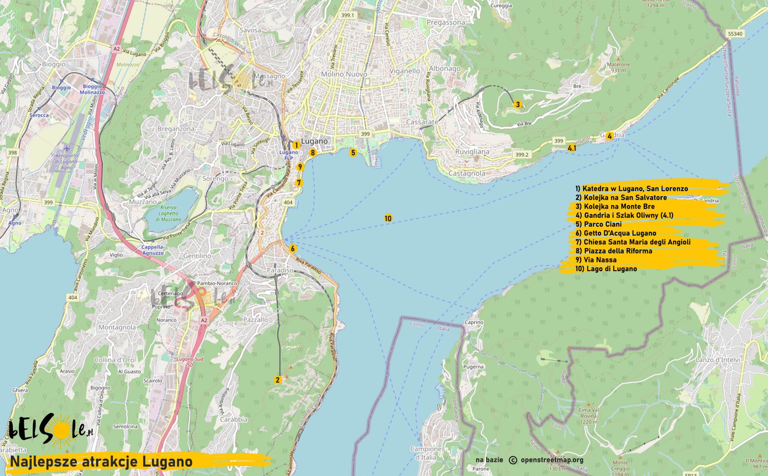 Atrakcje Lugano Mapa