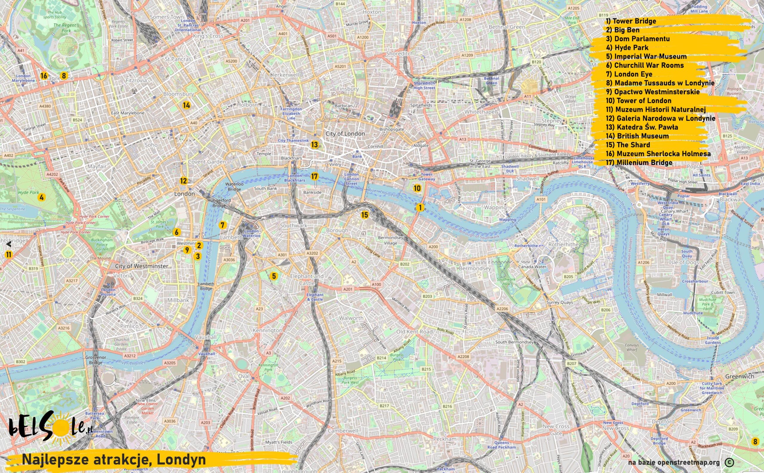 atrakcje Londynu mapa