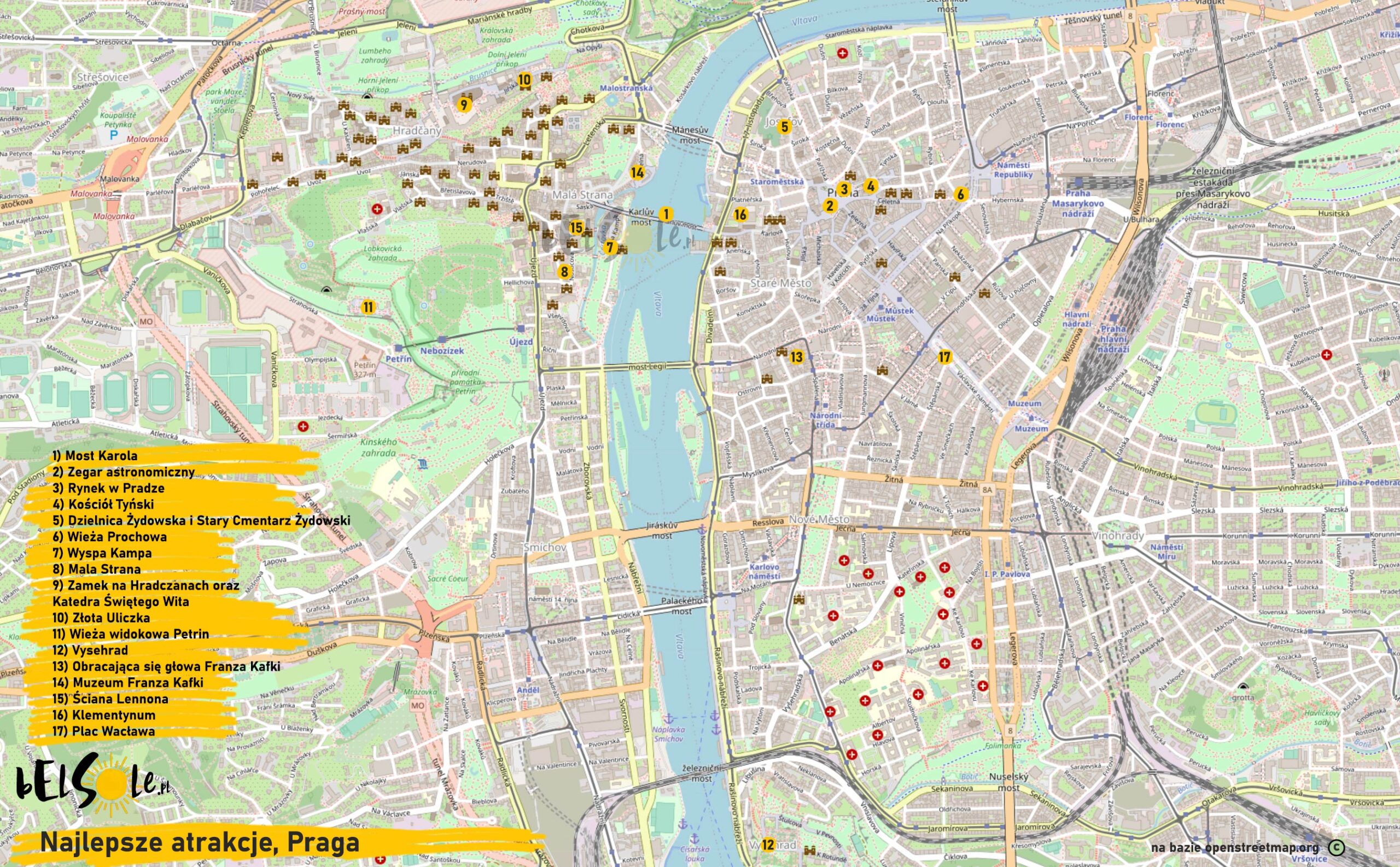 mapa atrakcji Pragi
