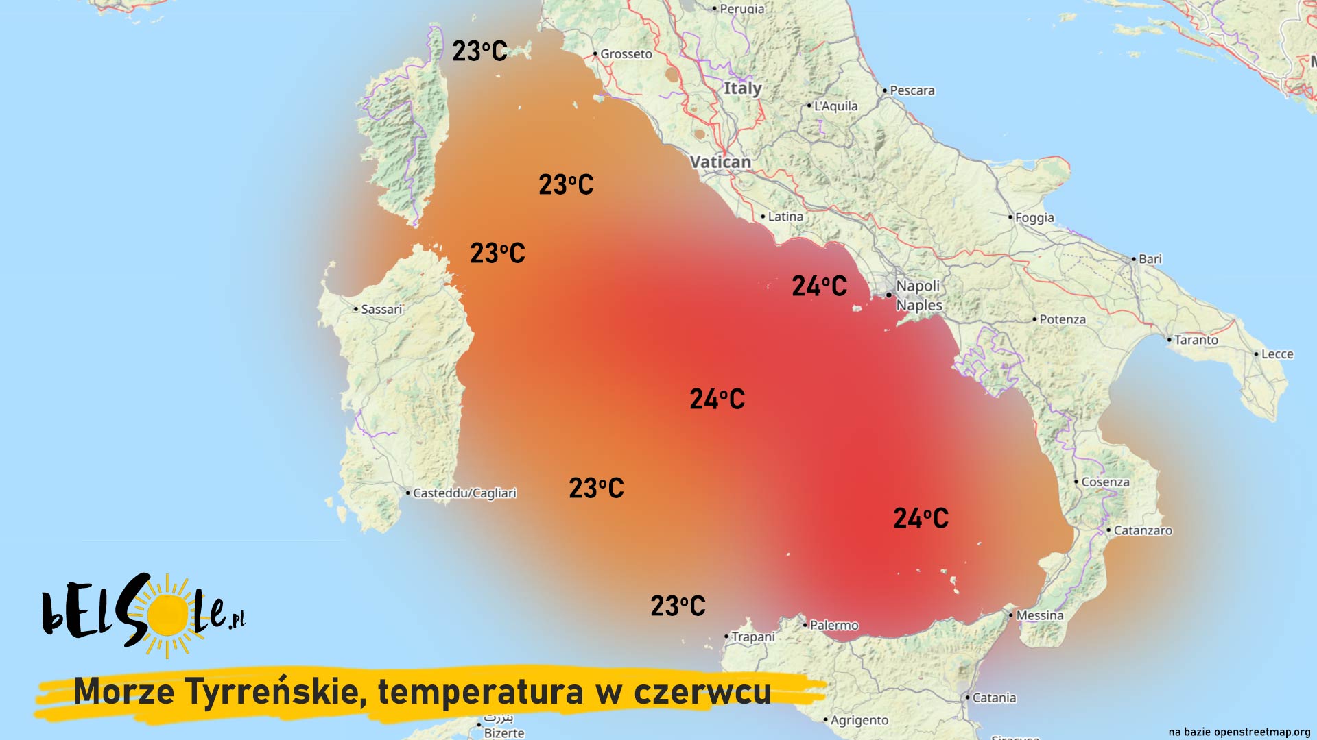 Morze Tyrreńskie temperatura w czerwcu