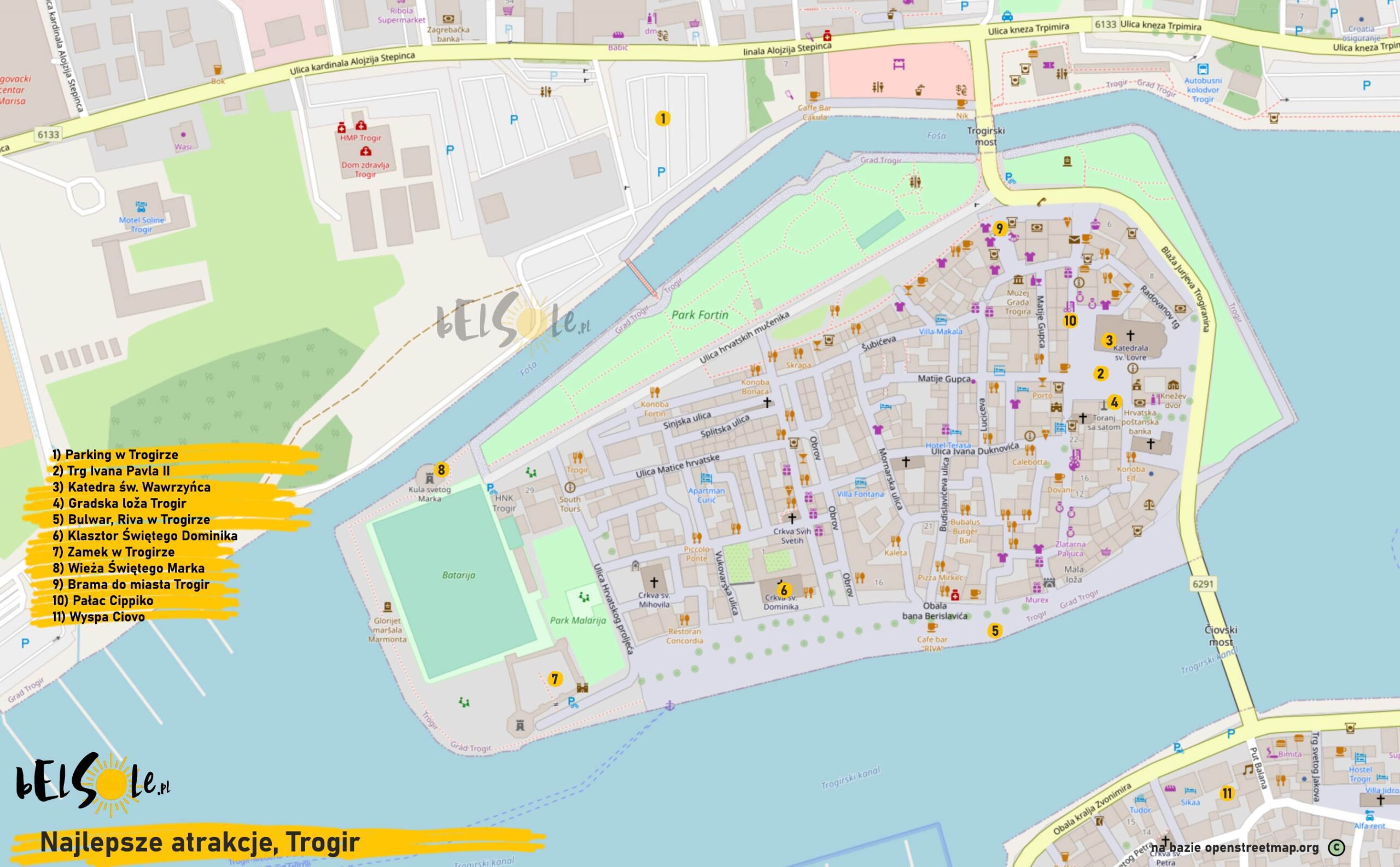 mapa atrakcji Trogir